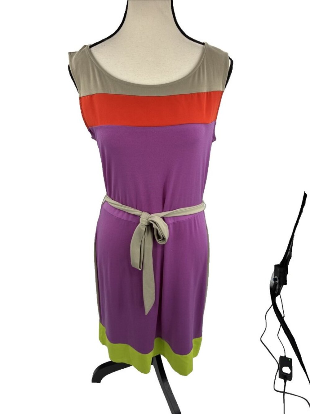 Banana Republic Womens Colorblock Sleeveless Dress Belted Purple Red M